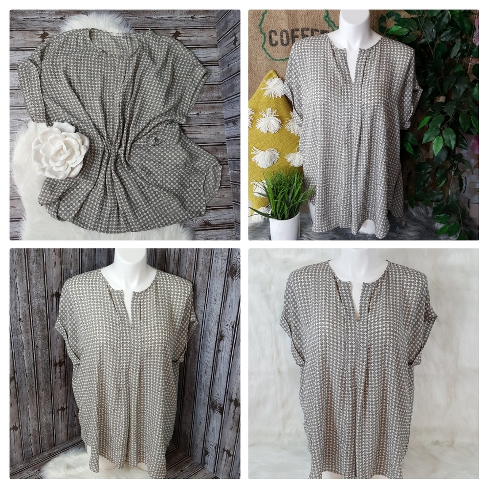Max Studio Grey Short Sleeve Popover Top Size 2X - Picture 3 of 8